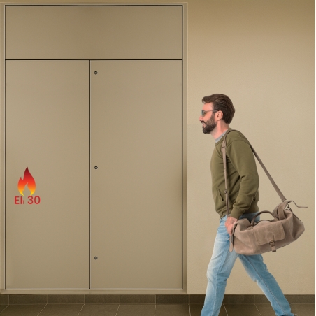 Façade de gaine Ei30 2 vantaux avec imposte