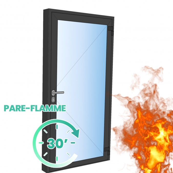 Porte vitrée pare-flamme E30 1 vantail