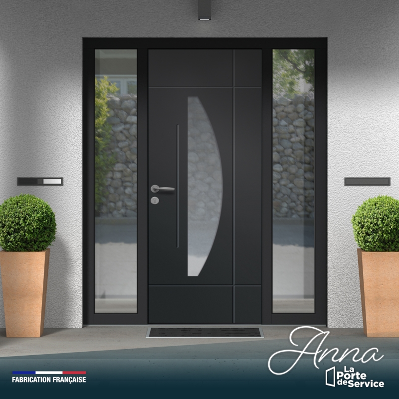 Porte d'entrée monobloc ANNA sur mesure en aluminium. Porte d