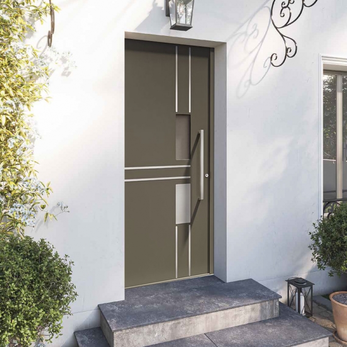 Porte d'entrée aluminium monobloc PERLA