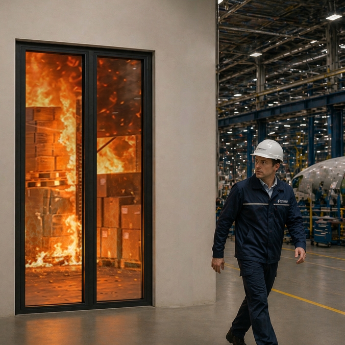 Châssis vitré coupe-feu EI60 sur-mesure 1h