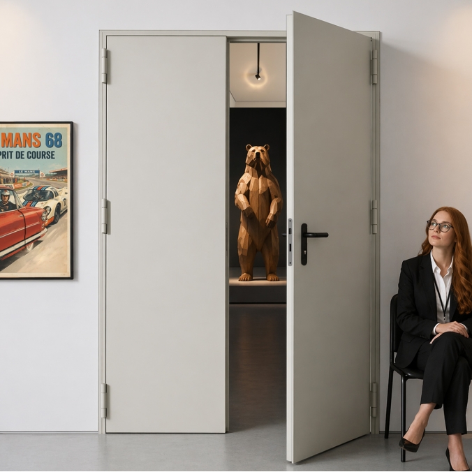 Porte métal 2 vantaux blanc 9010 en stock