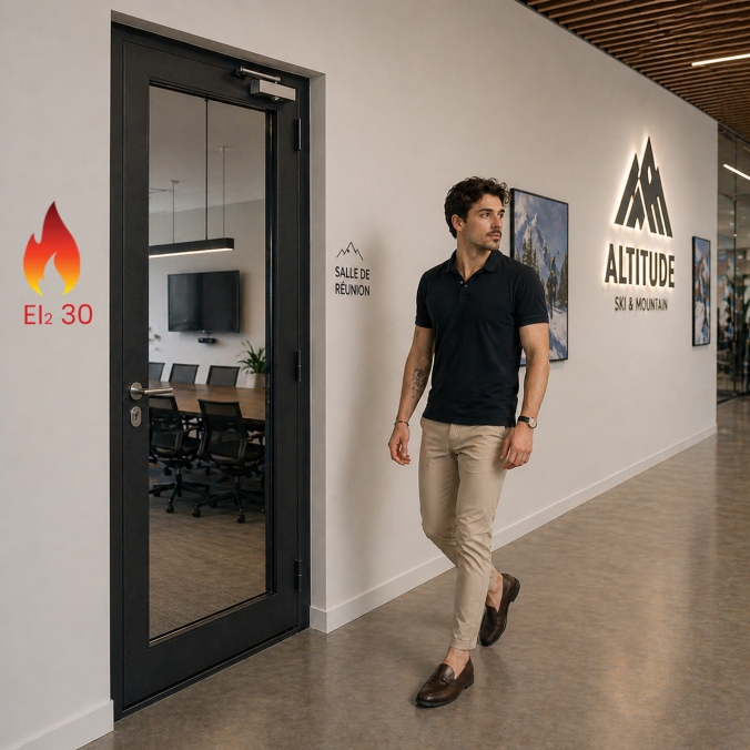 Porte vitrée coupe-feu EI30 1 vantail