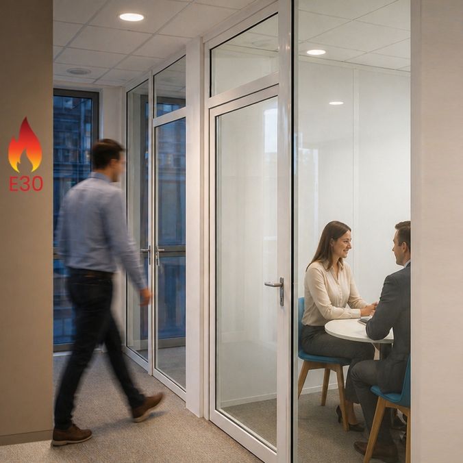 Porte vitrée pare-flamme E30 1 vantail