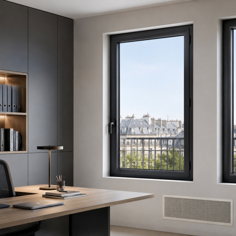 Fenêtre Aluminium, 1 vantail, Ouvrant à la française sur mesure