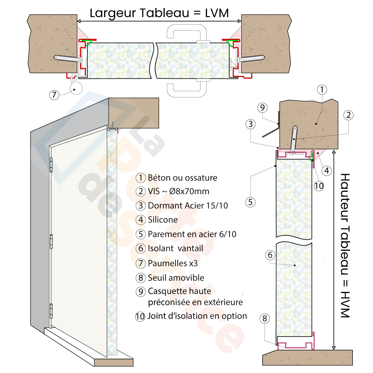 Porte coupe-feu 1h réversible 1 vantail en stock