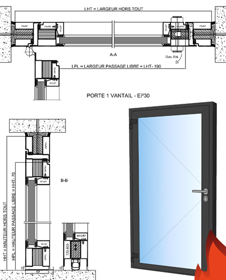Porte Vitr e Acier Coupe feu 30mn 1 Vantail Fabriqu e Sur mesure Porte Vitr e Acier Coupe feu 30mn 1 Vantail Fabriqu e Sur mesure