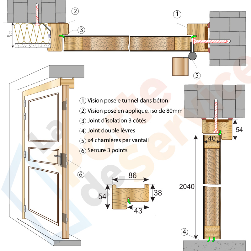 Bloc porte palière coupe-feu 30mn bois-acier en stock