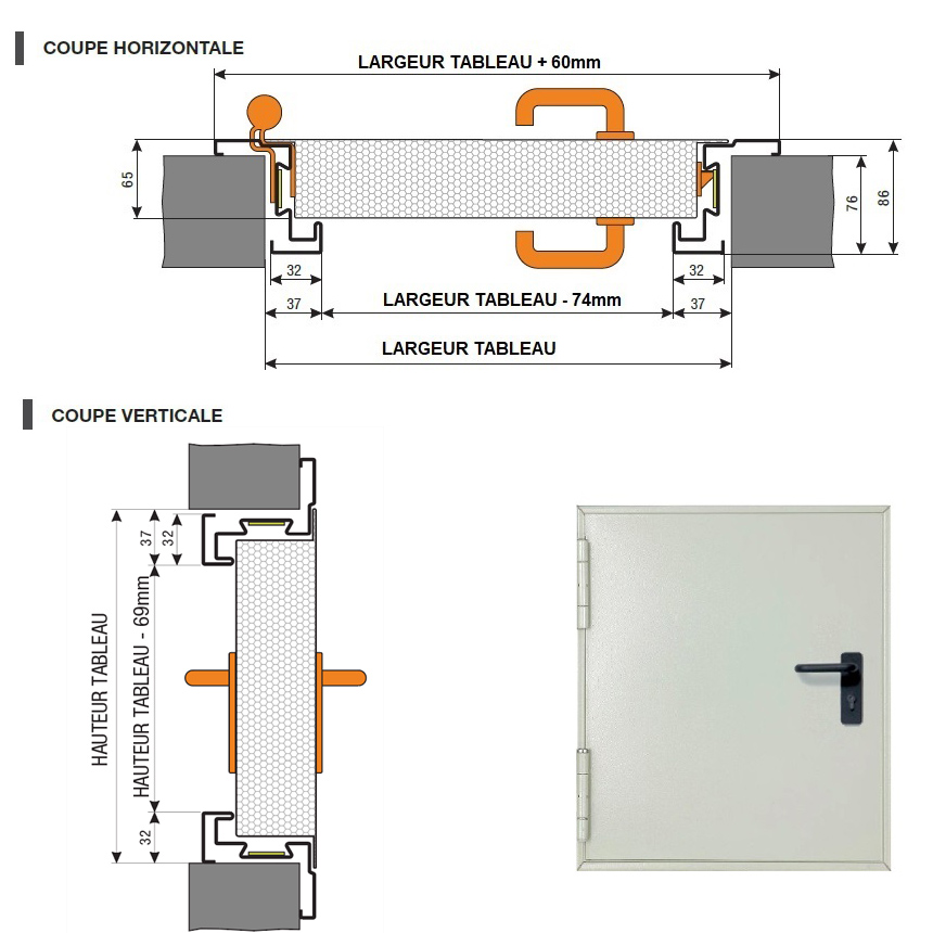 Trappe acier coupe-feu 30 mn sur-mesure