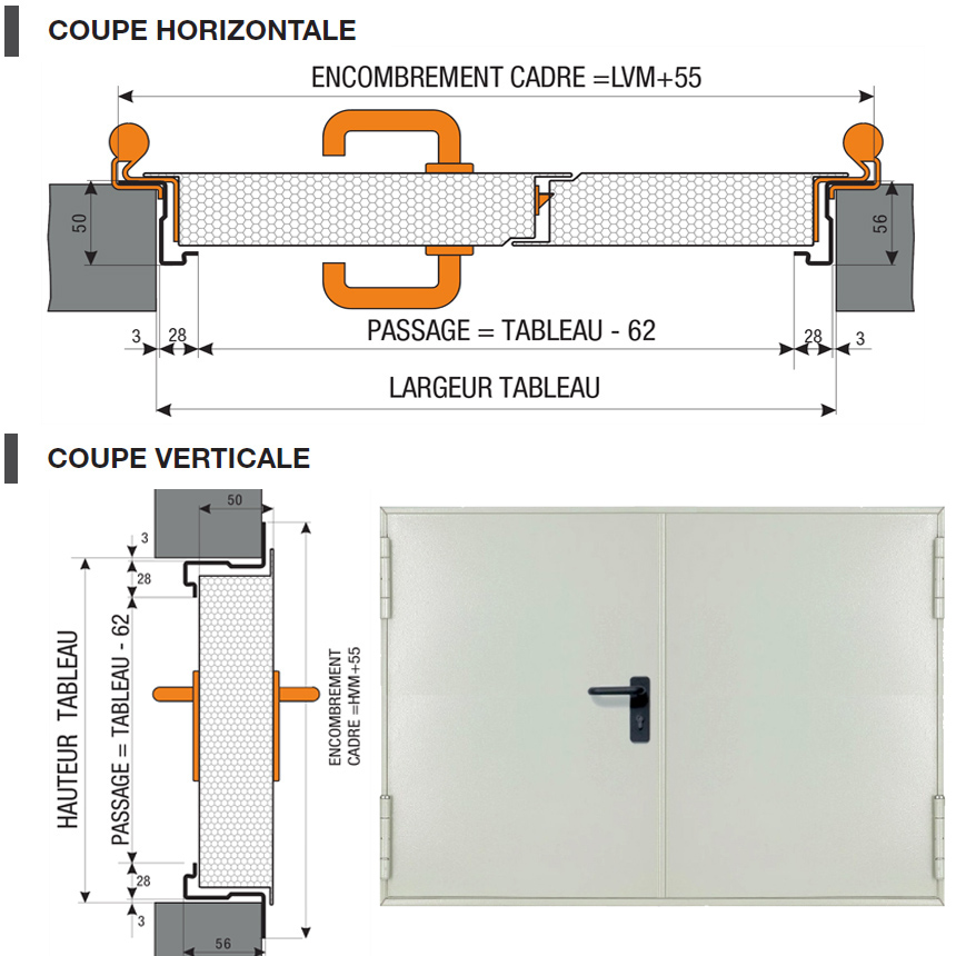 Trappe acier 2 vantaux sur-mesure