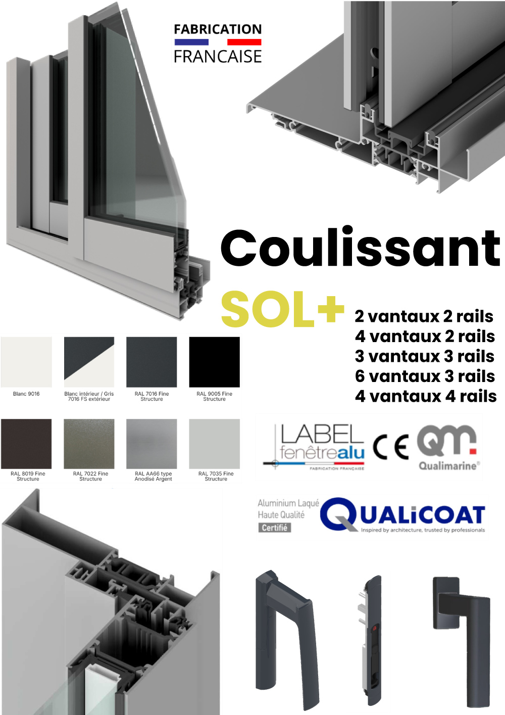 Baie coulissante 4 vantaux 2 rails