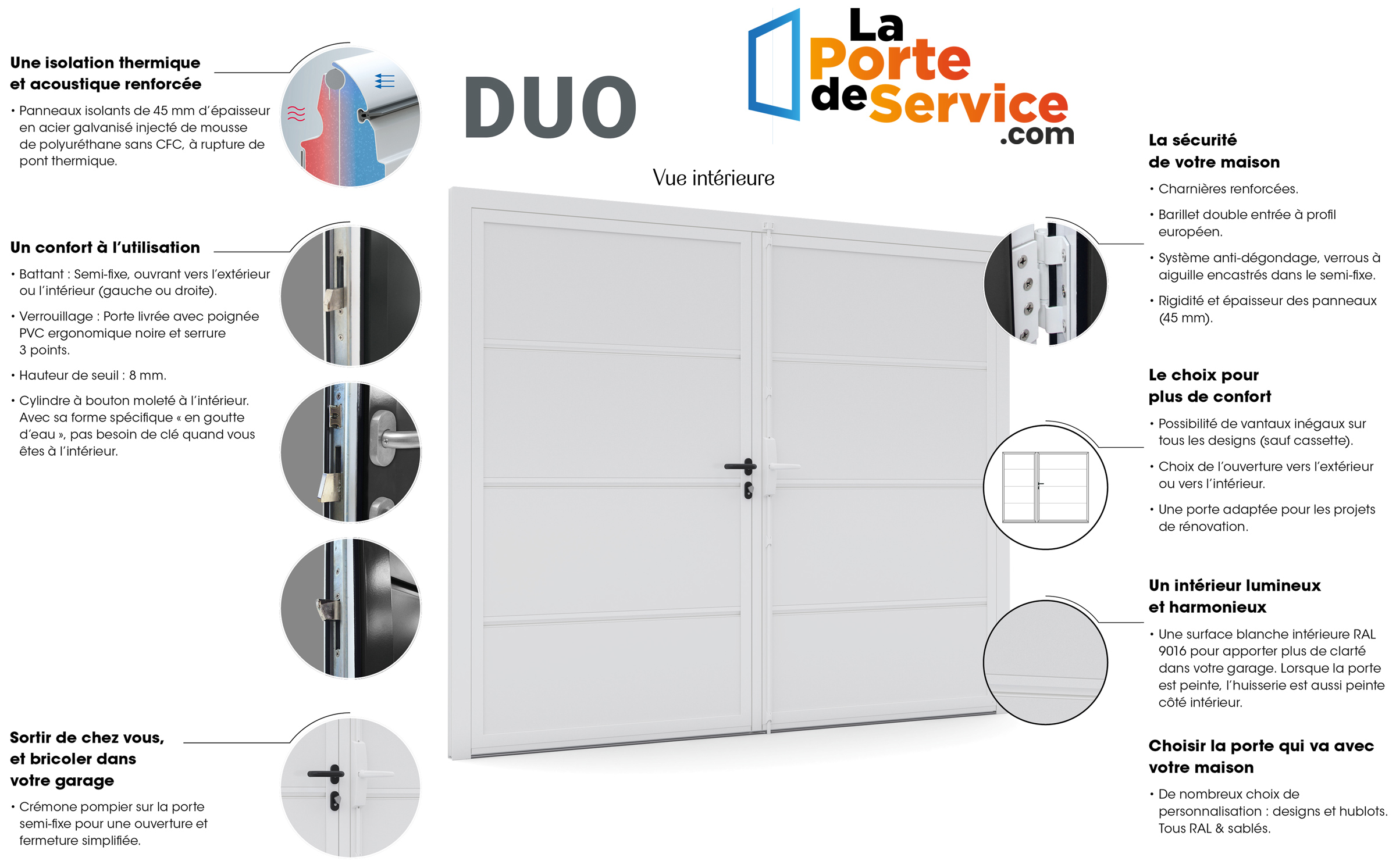 Porte de garage battante plaxée bois
