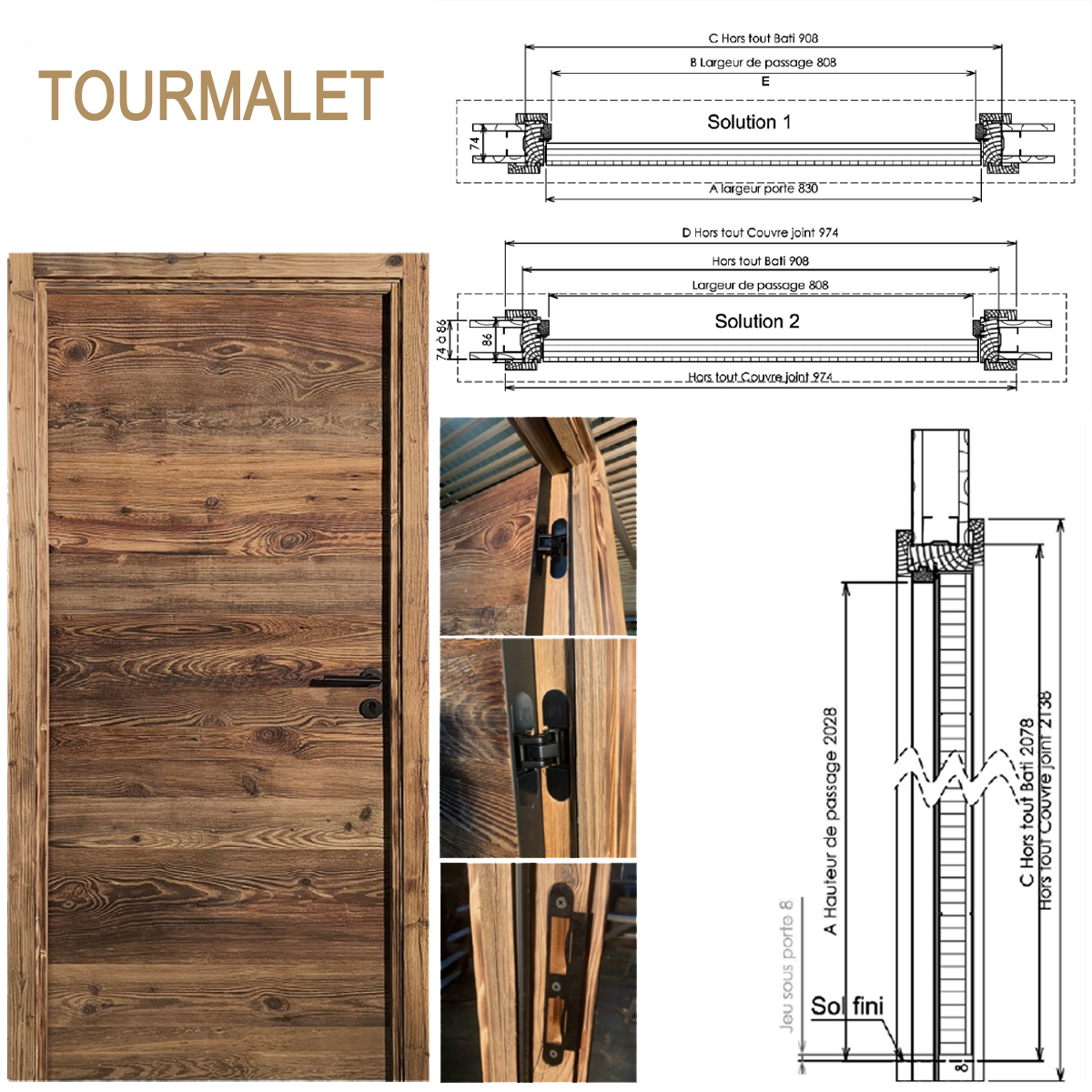 Bloc porte vieux bois premium 1 vantail