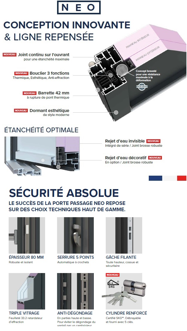 Porte d'entrée aluminium monobloc MICK