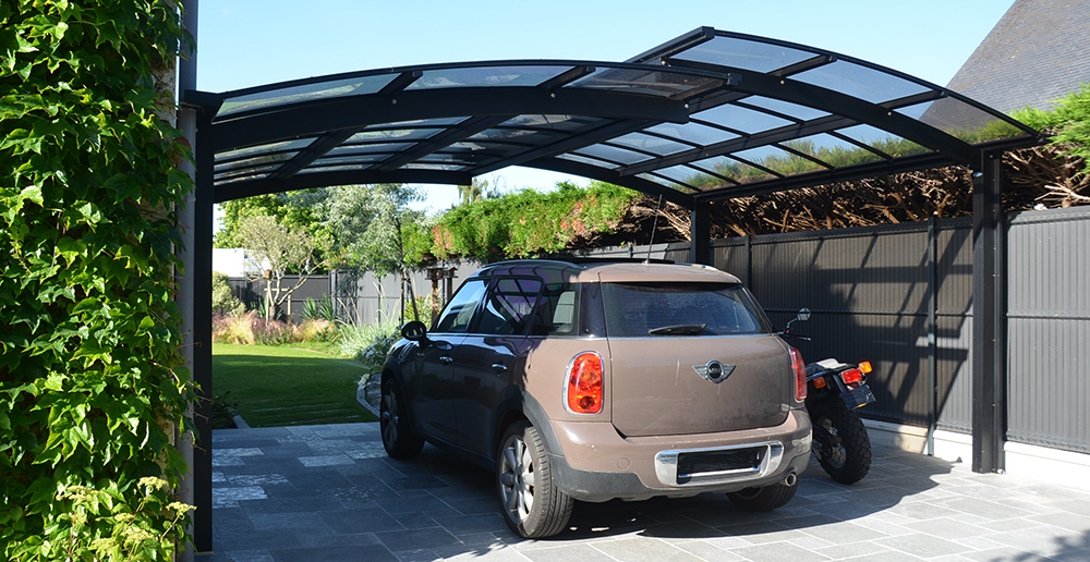 Carport de protection auto aluminium - abri de voiture 18M2 - gris - traité  anti UV
